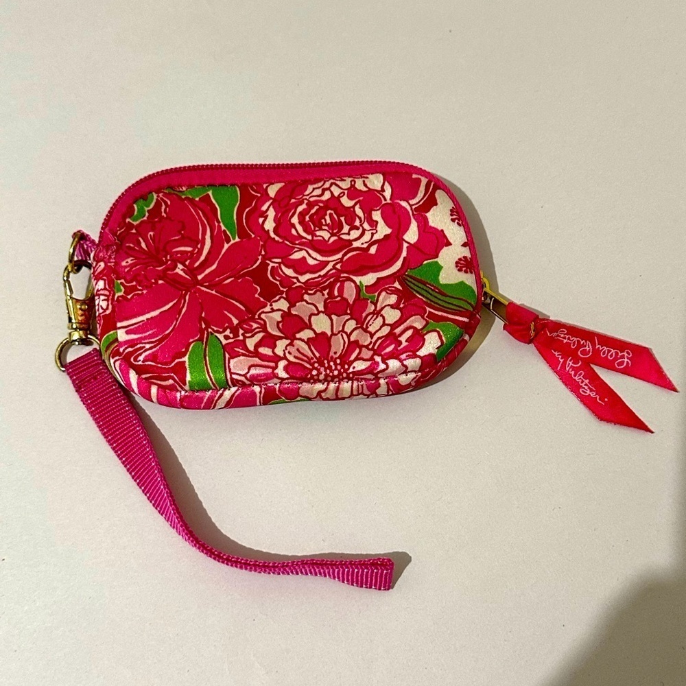 Lilly Pulitzer Neoprene Pink Flamingo Mini Coin Case Wrislet